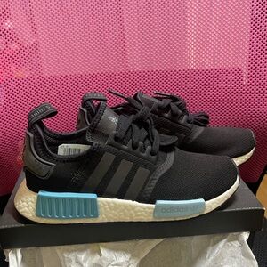 Women's adidas nmd black/baby blue dead stock